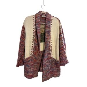 Vintage‎ Kimlon Multi Color Space Dye Knit Cardigan Shawl Collar Boho XL